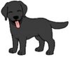 Cartoon picture of a black labrador puppy.
